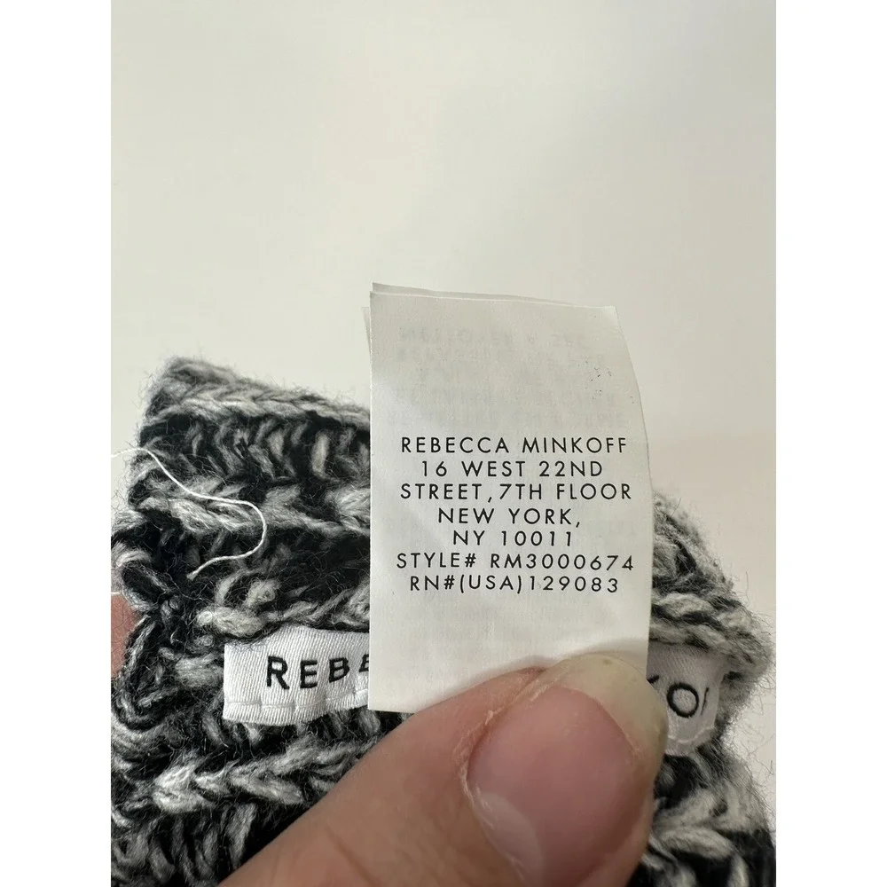 Rebecca Minkoff‎ Black & White Knit Pom Beanie Hat Winter Warm